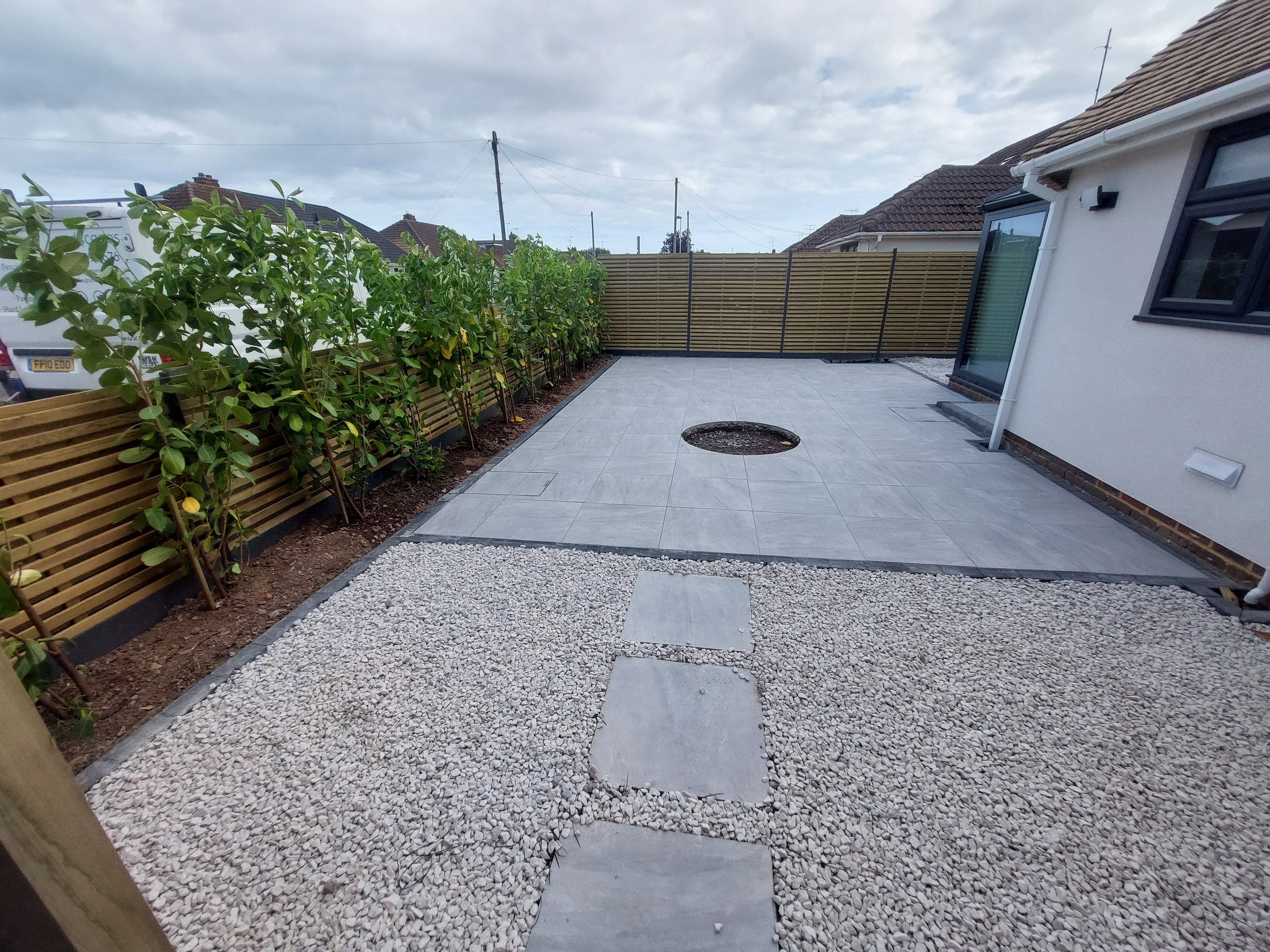 After — Hit and miss fencing panels with metal posts